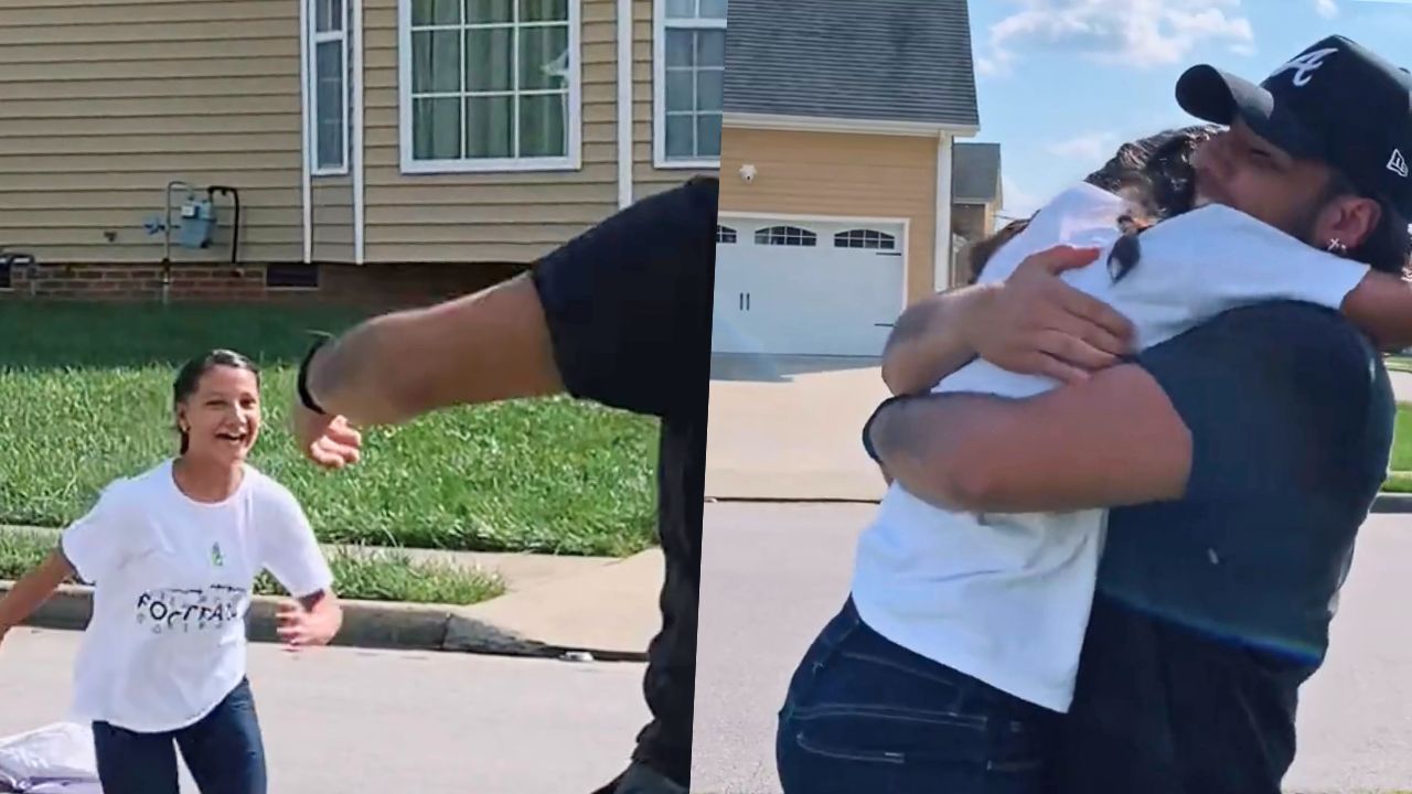 Man Returns From College To Surprise Sister Getting Off School Bus