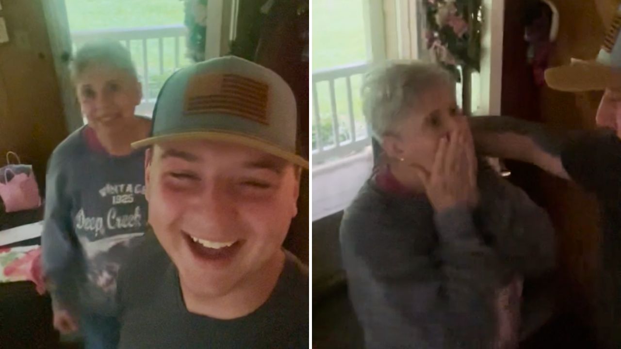 Grandma Photobombs Call Without Realizing It's Soldier Grandson
