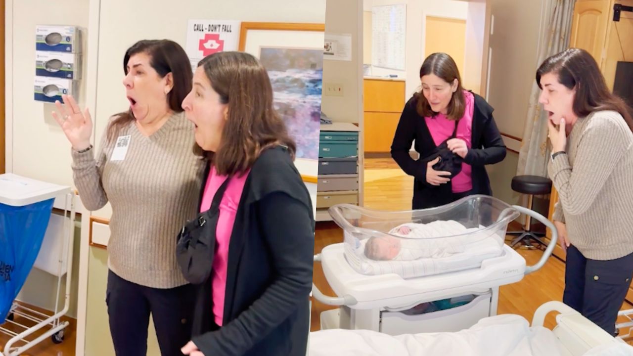 Grandmas Excitedly Meet Newborn Granddaughter For First Time