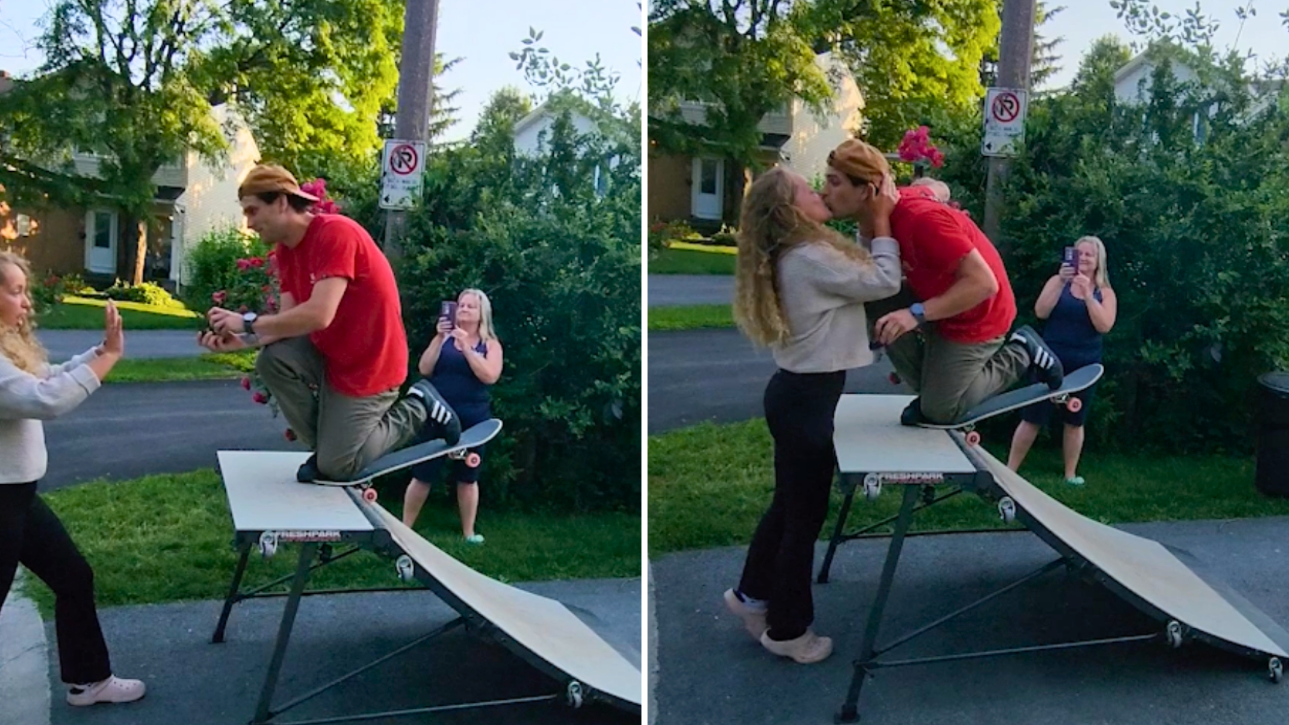 Skateboarder Proposes To Girlfriend On Quarter Pipe