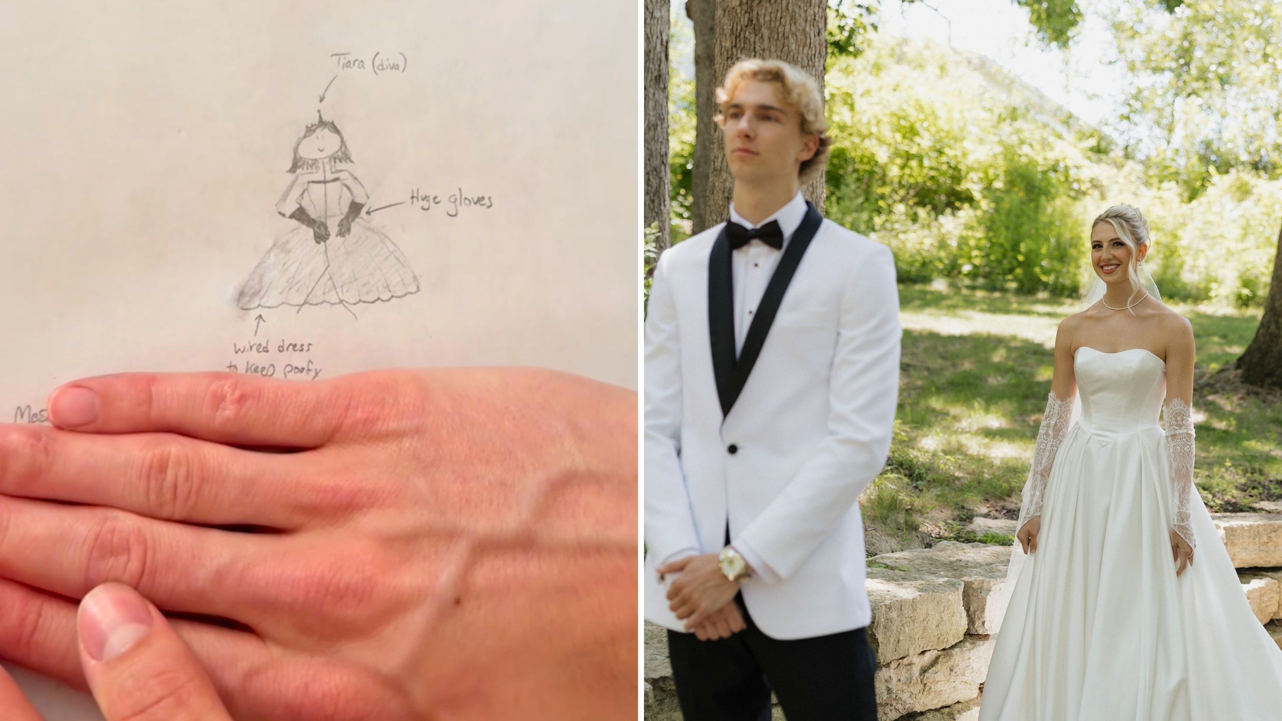 Man Challenged To Draw Fiancee's Wedding Dress Nails Accuracy