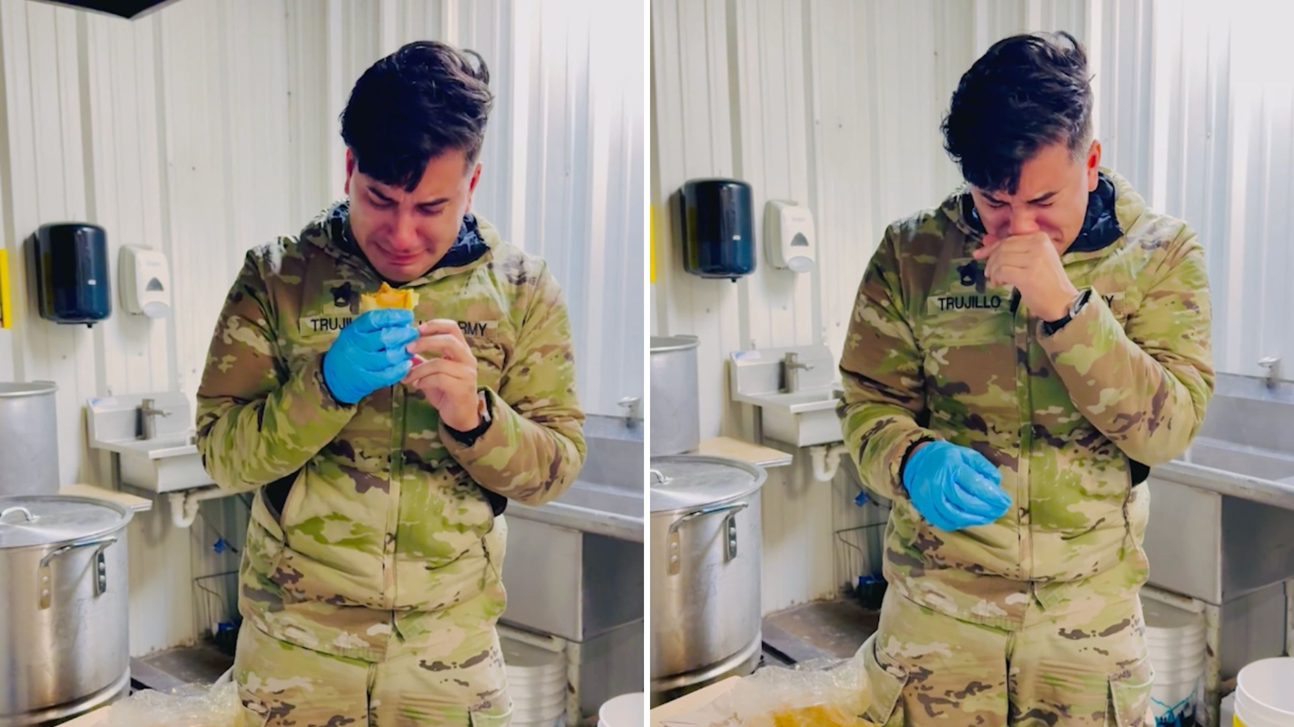 Soldier Who Grew Up Around Family Food Business Cries When He Returns To Mom's Home Cooking