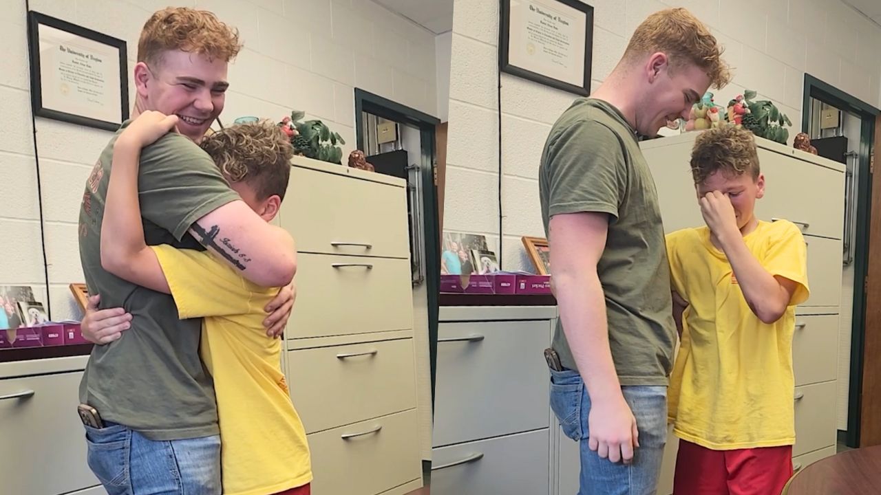 Boy Called To Principal's Office Surprised By Marine Brother