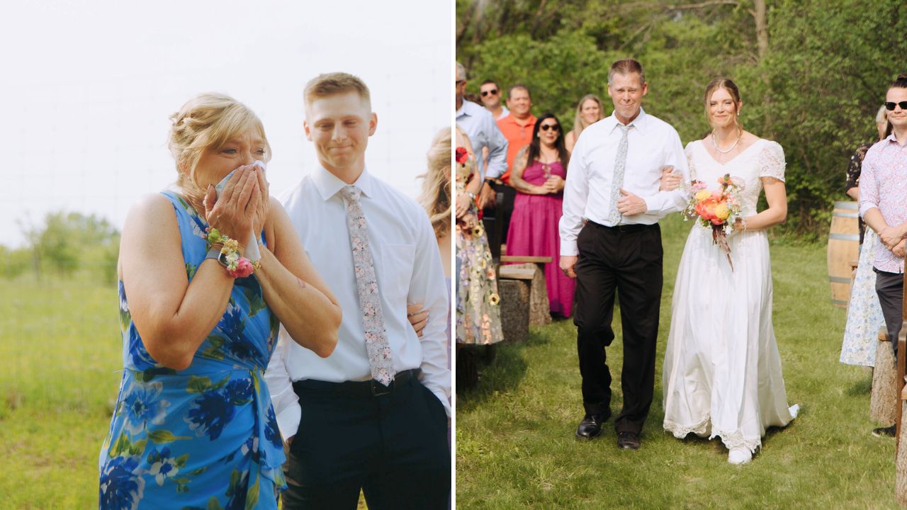 Bride Stuns Mom By Walking Aisle in Her 90s Wedding Dress