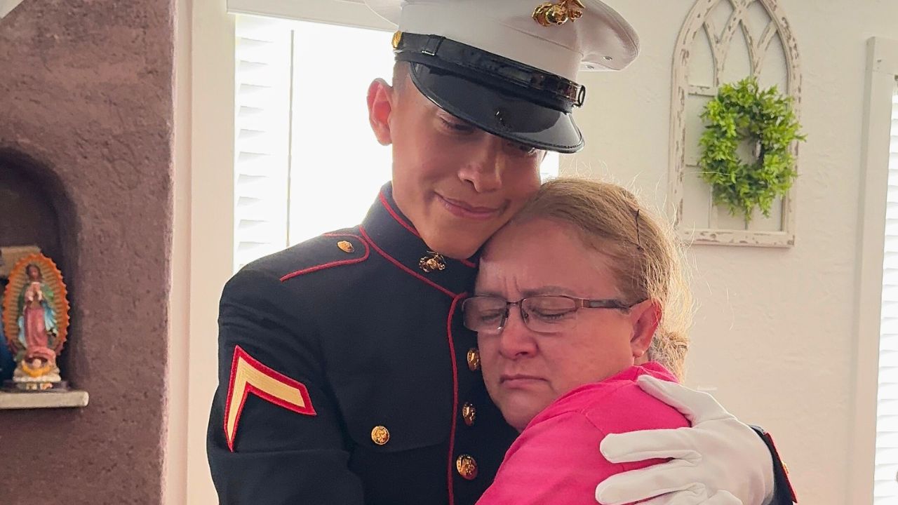 Mom "Emotional Wreck" When Marine Son Returns Home After Eight Months