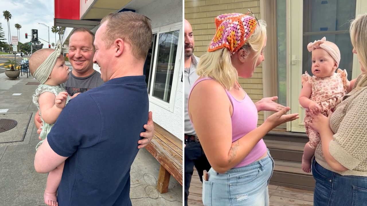 Baby Daughter Meets Dad's Identical Twin For First Time