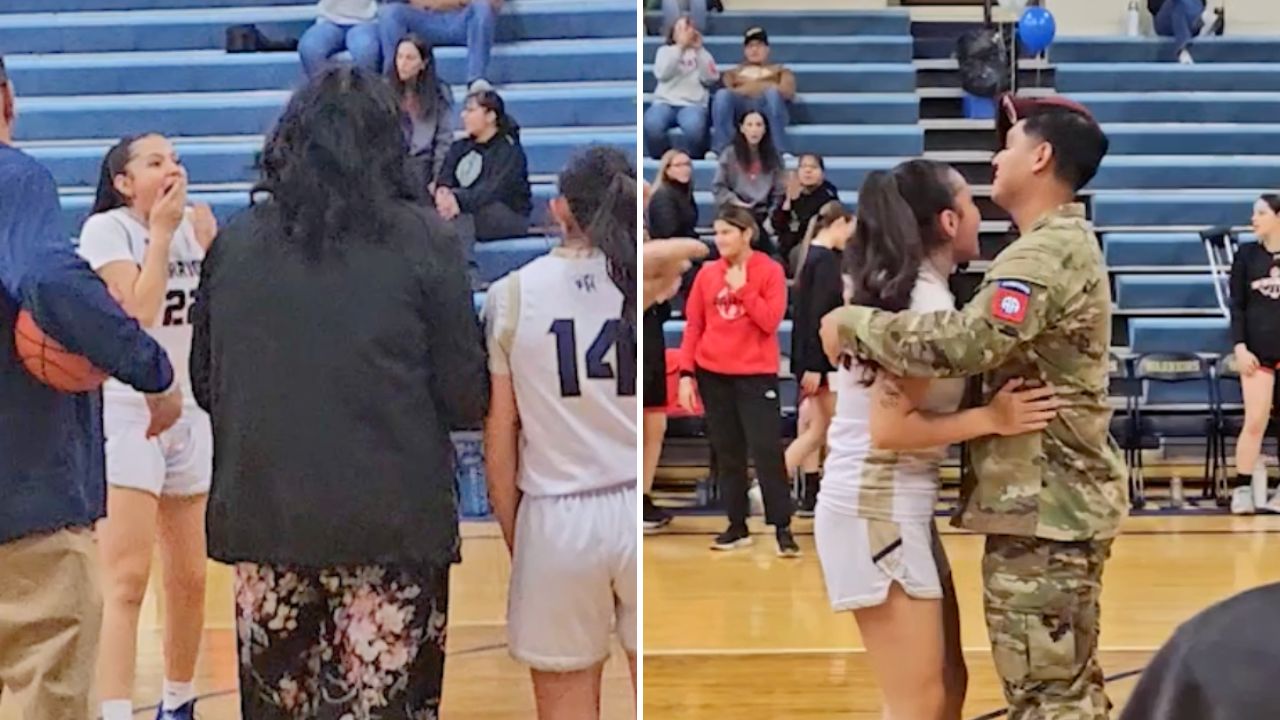 Soldier Surprises Sister During Senior Night Basketball Game