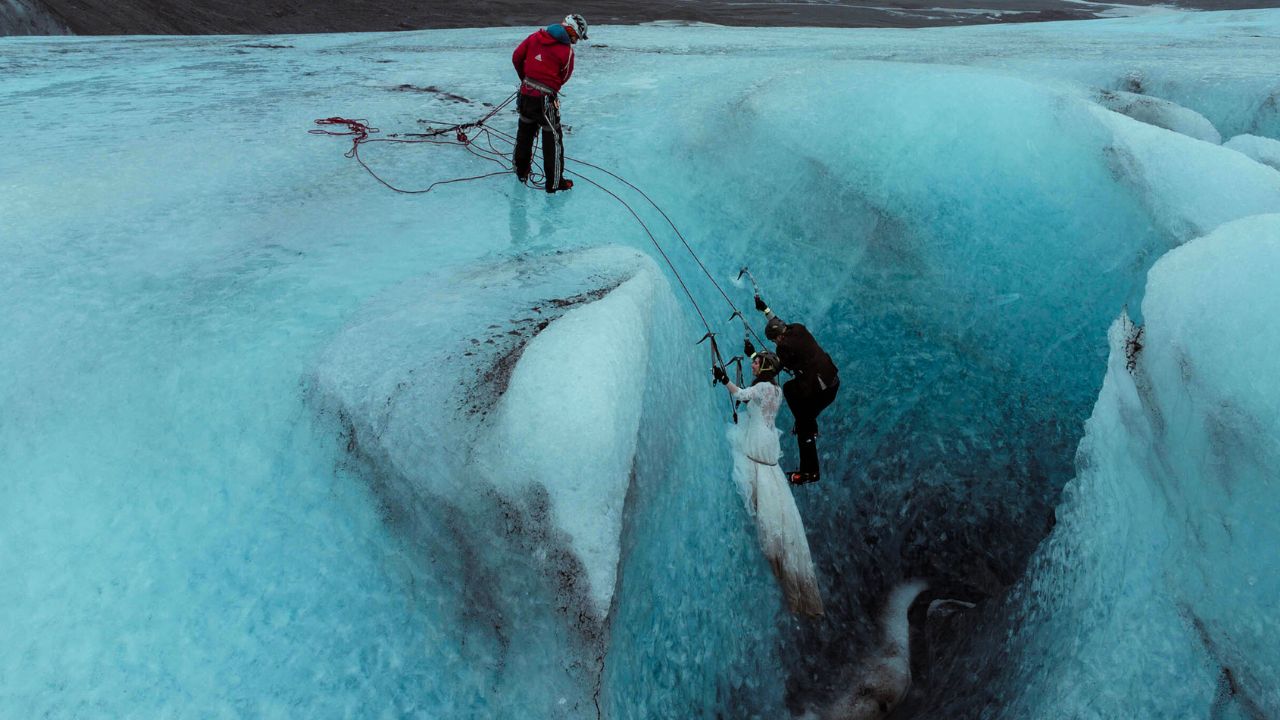 Couple Elope To Iceland For Stunning Ice Climb Wedding