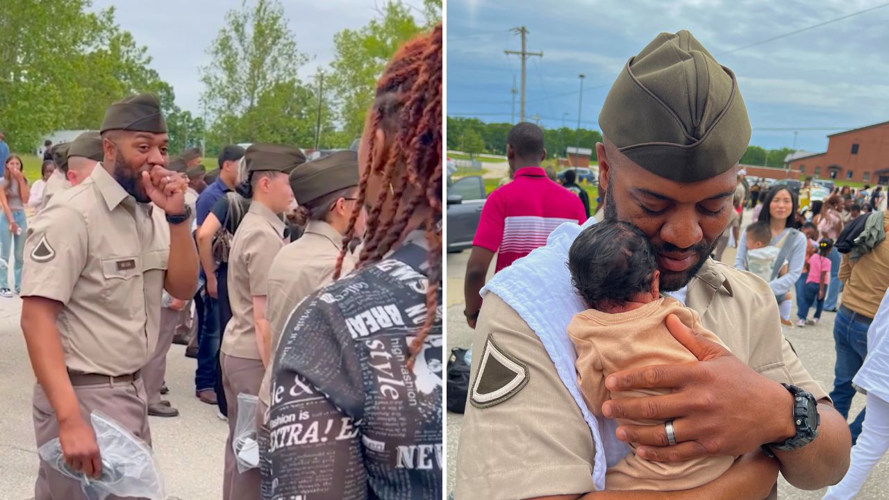 10-Day-Old Son Taps Out Soldier Dad At Army Graduation