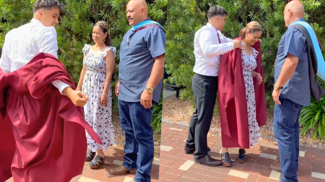 Son Surprises Immigrant Parents With Cap And Gown At Master's Ceremony