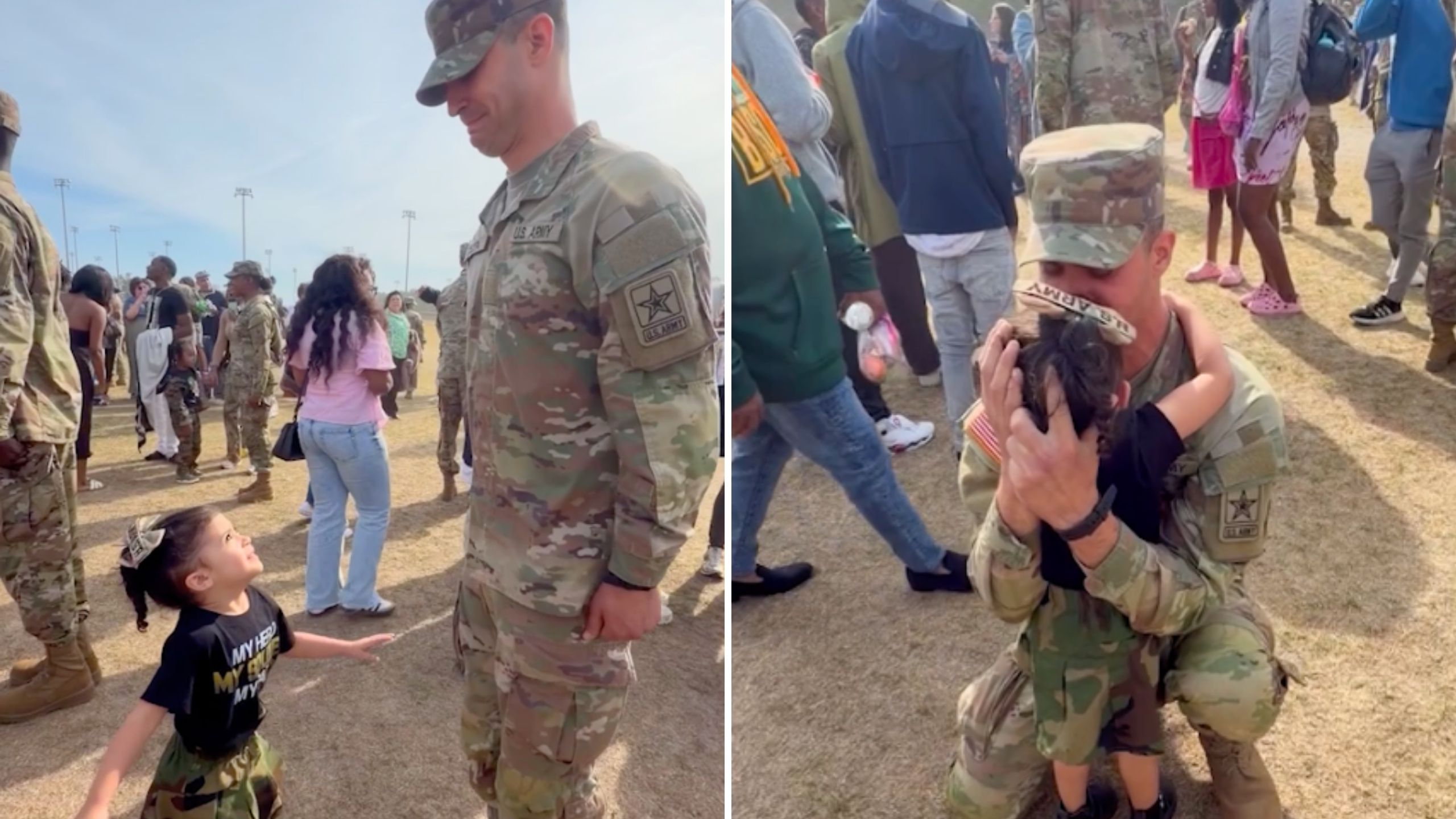 Four-Year-Old Daughter Taps Out Soldier Dad At Graduation