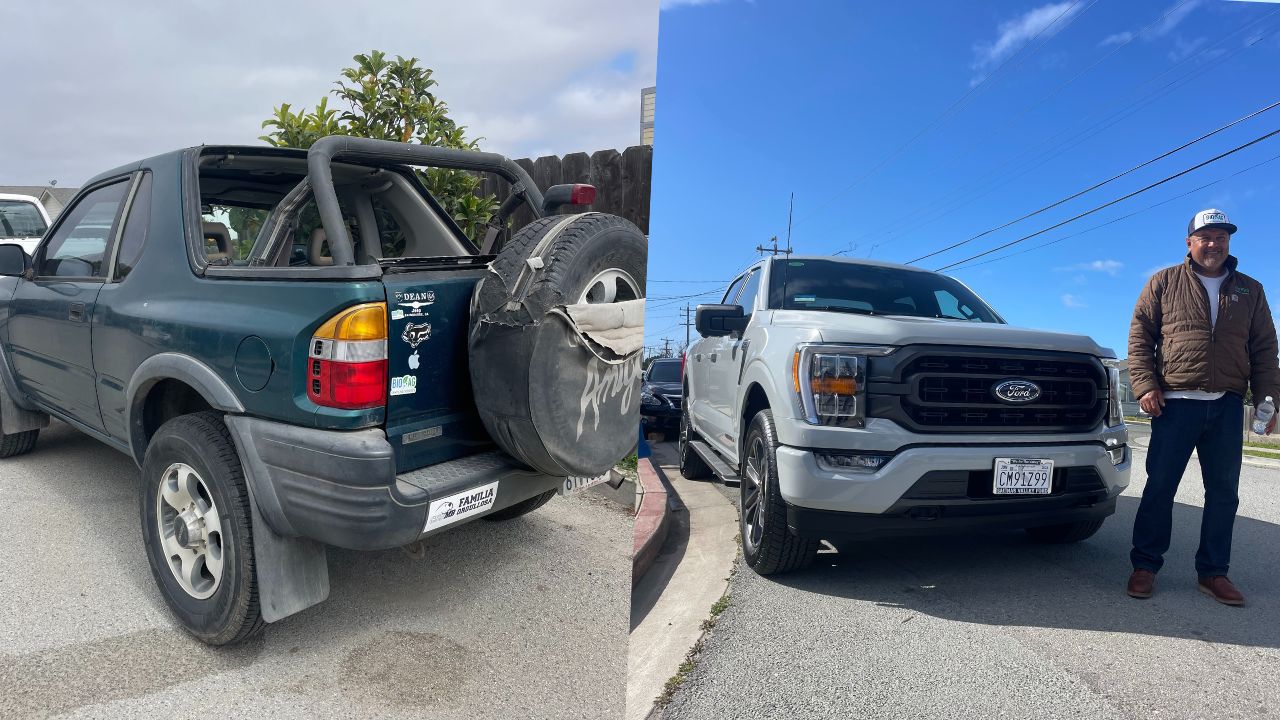 Dad Who Drove Car Without A Roof To Save Money For Family Surprised With New Truck