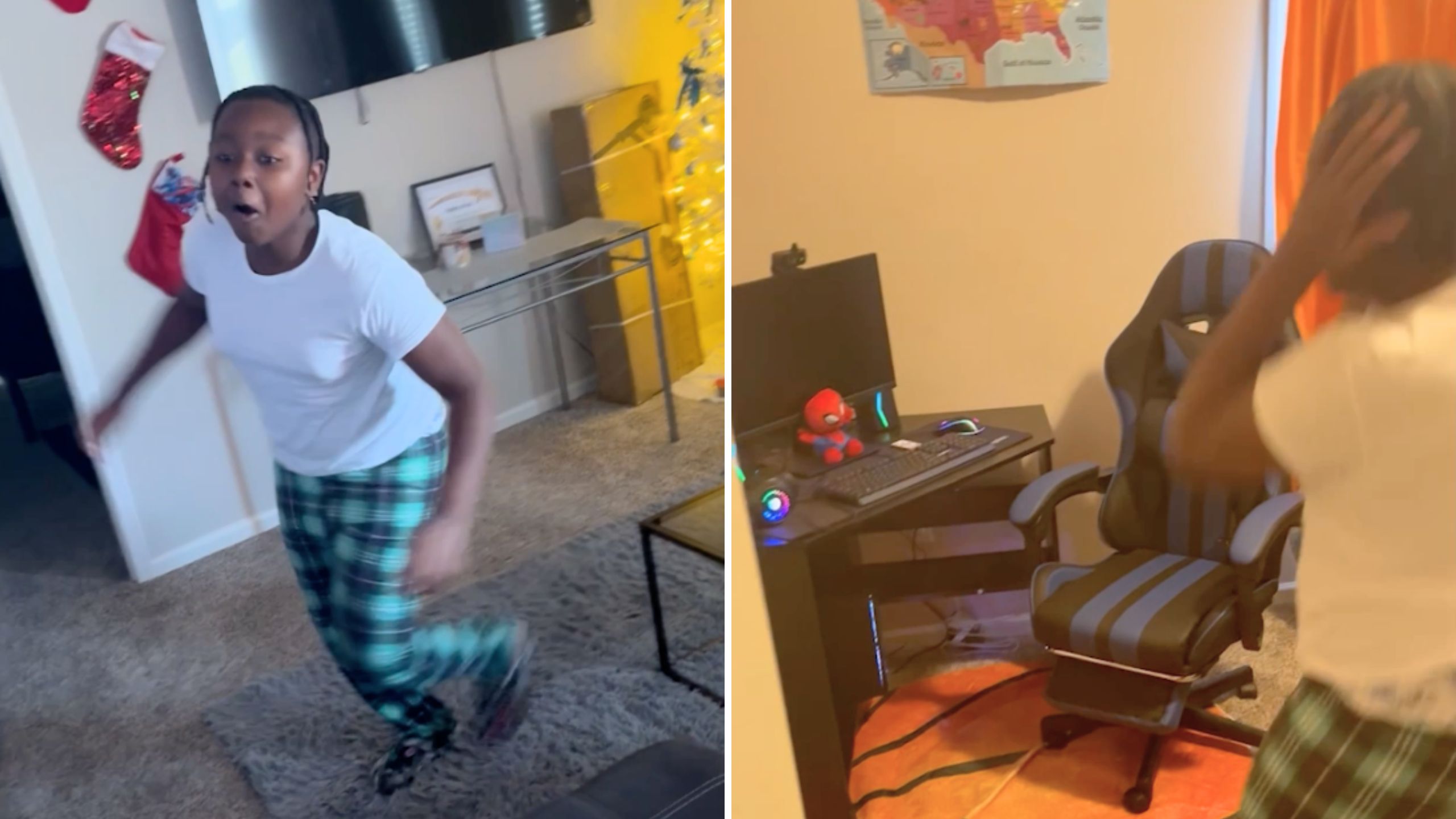 Son Who Had Humble Reaction To No Presents Under Christmas Tree Then Goes Nuts When He's Surprised With Dream Gaming Setup