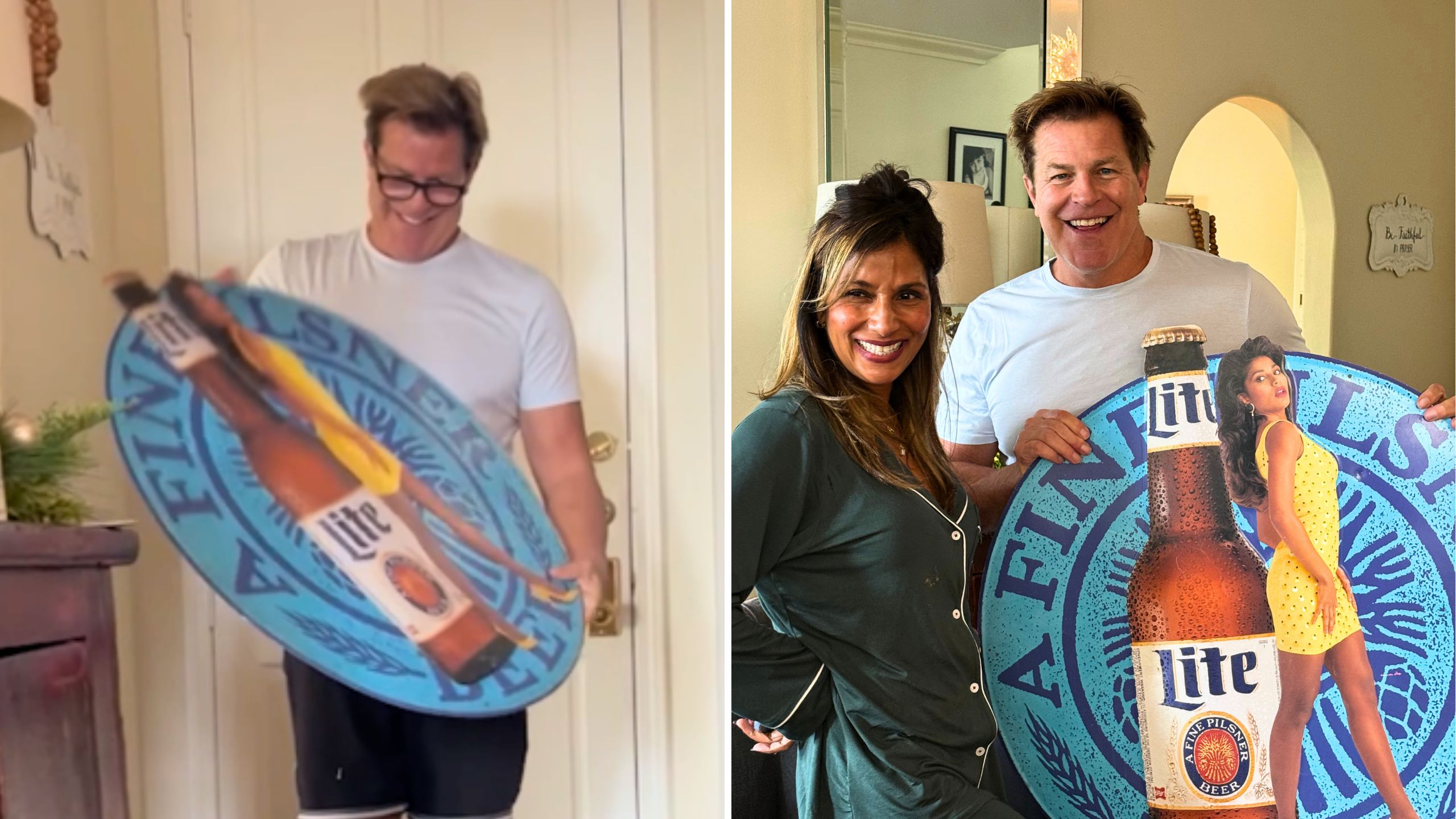 Dad Surprised With Beer Model Wife's Tin Tacker After Decades Of Searching