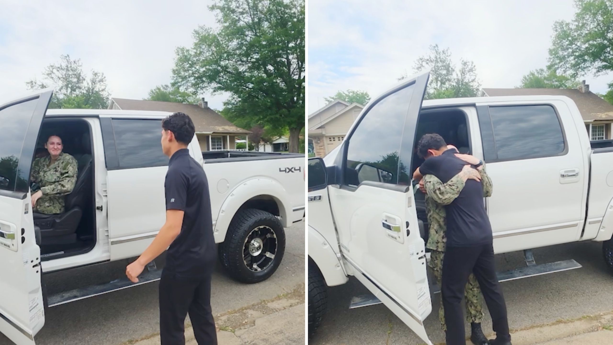 Grad Gets Double Surprise When Military Sister Jumps Out Of His New Truck
